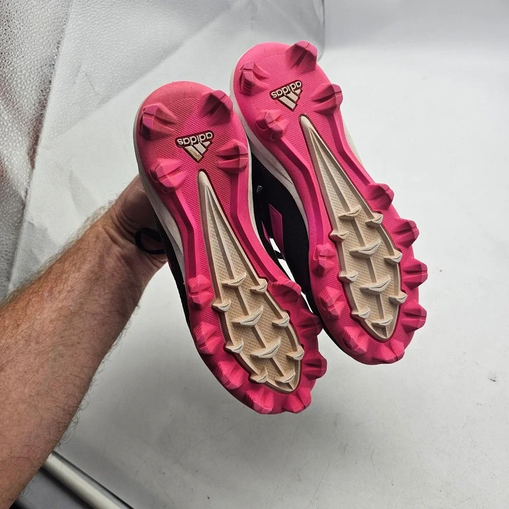 Adidas PureHustle Shoes KIDS Size 3 Black Pink Baseball Cleats Spikes Outdoor